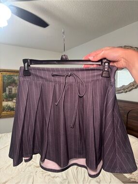 Sincerely Jules Gray Pinstripe Pleated Mini Skirt